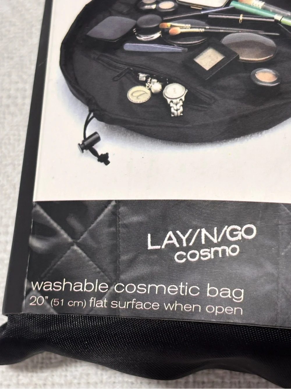 🩵LAY N GO Cosmo Drawstring Cosmetic Pouch — Black